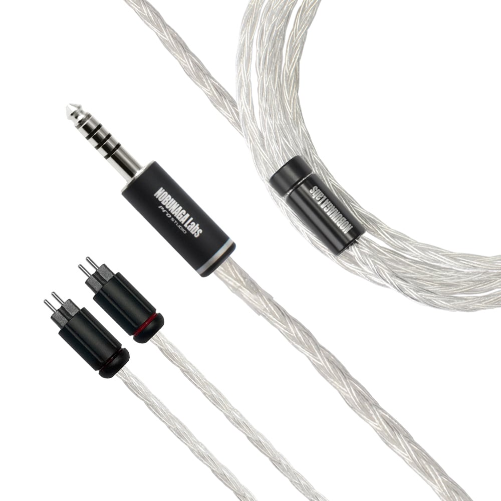 《SALE》【直販限定】BRAHMA(ブラフマー):NOBUNAGA Labs SILVER :: 4.4mm5極バランス対応 カスタムIEM2pinリケーブル