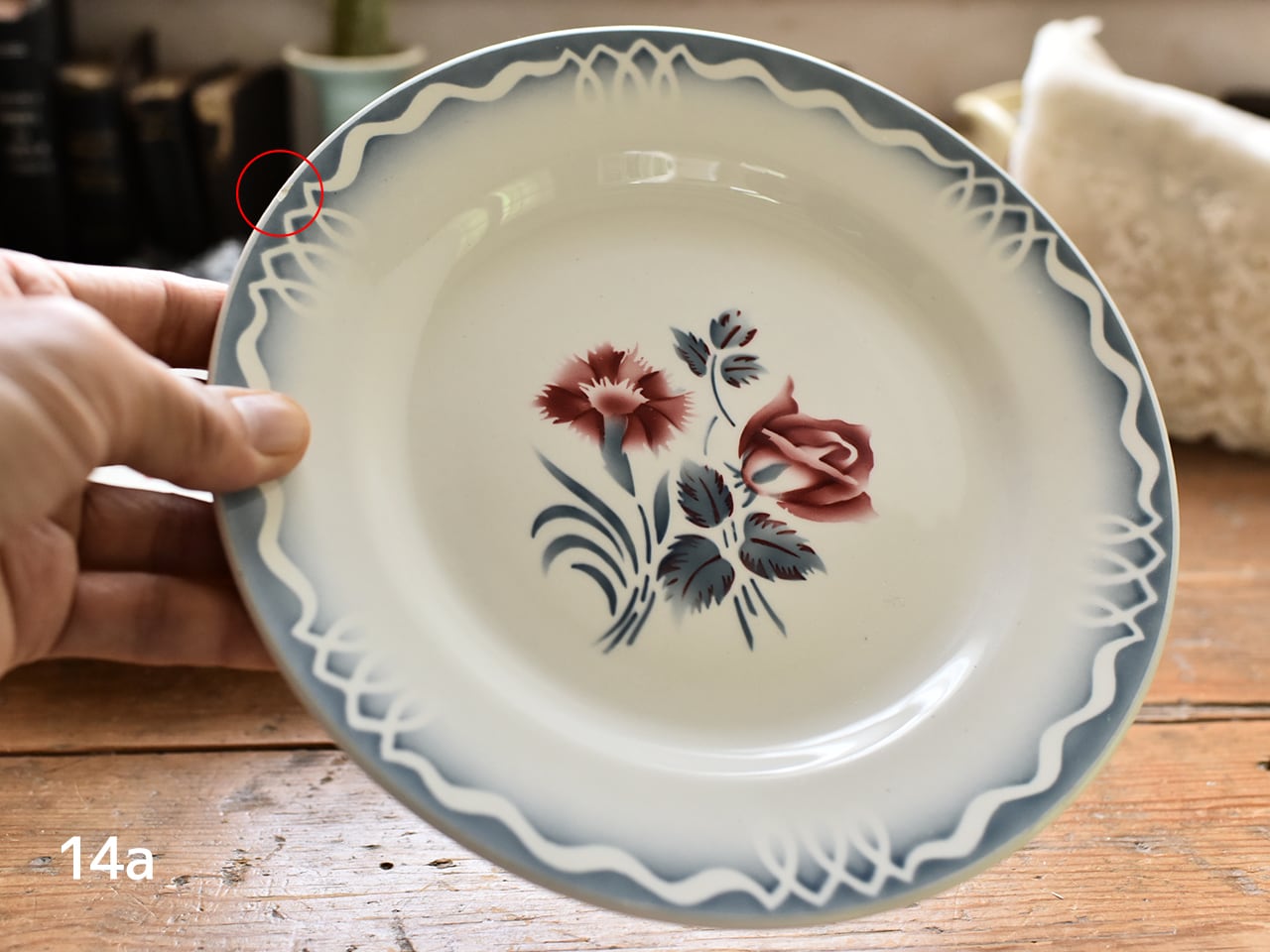 サルグミンヌ ディワゴンヌ製 薔薇とカーネーションの絵柄のデザートプレート14a フレンチブロカント