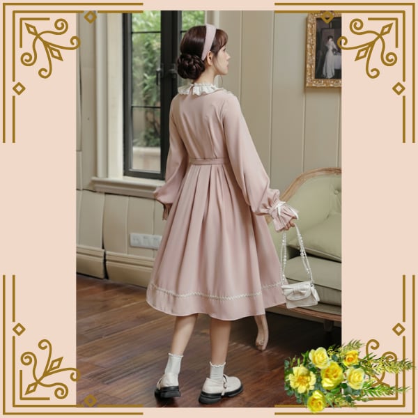 ♦乙女レトロなロングワンピース 上品ガーリースタイル♦ trnd034