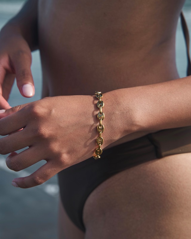 316L  bean chain bracelet［GOLD］#b116