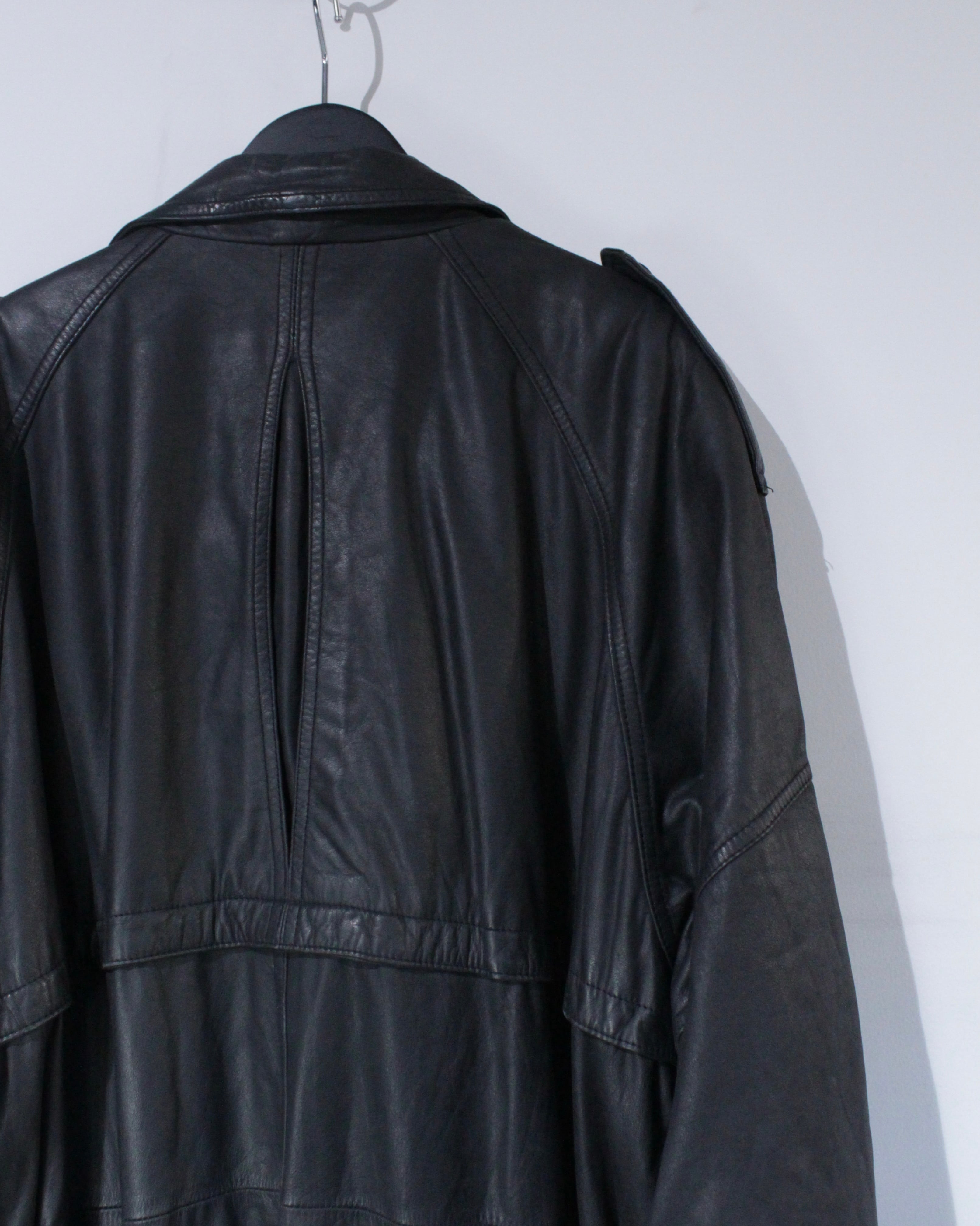 Caka BLACK】Black Color Vintage Leather Trench Coat | Caka(カカ Caka BLACK】Black Color Vintage Leather Trench Coat | Caka(カカ