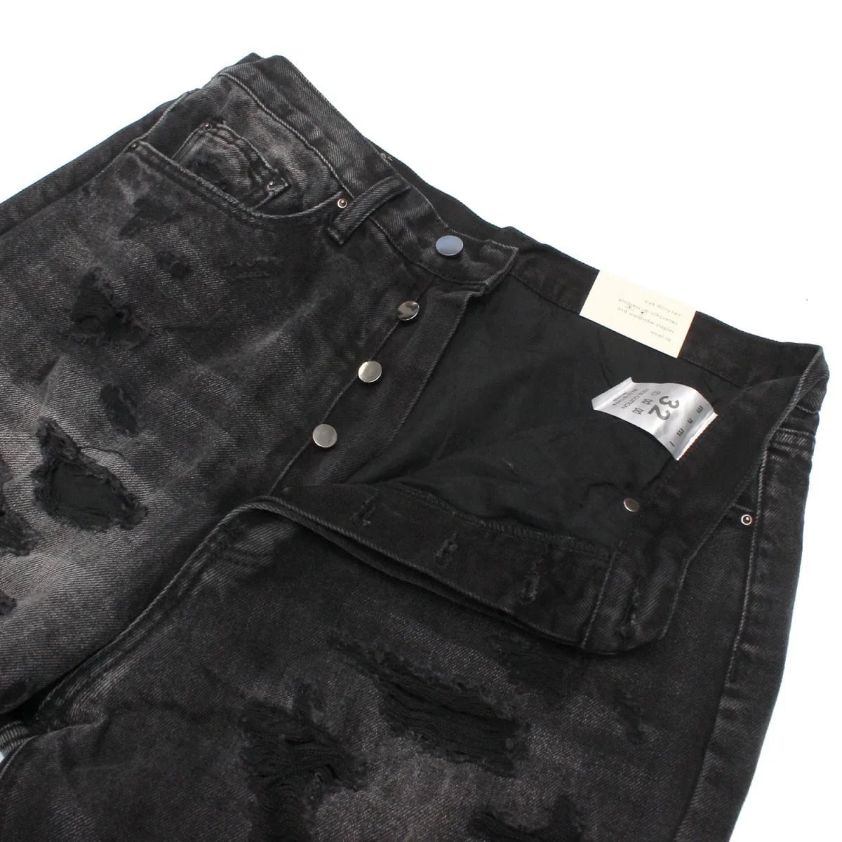 mnml] Ultra Baggy Distressed Denim Vintage Black | WAVY OKINAWA