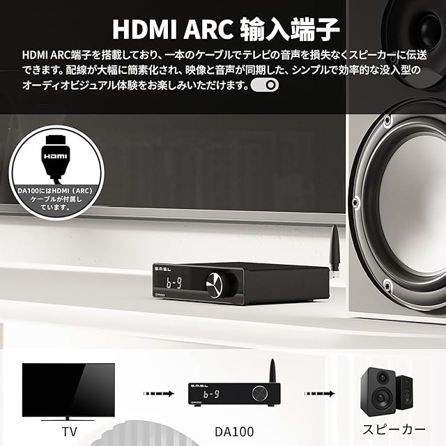 SMSL DA100 パワーアンプ 100W TI TAS5827 *2 D級アンプ ハイパス