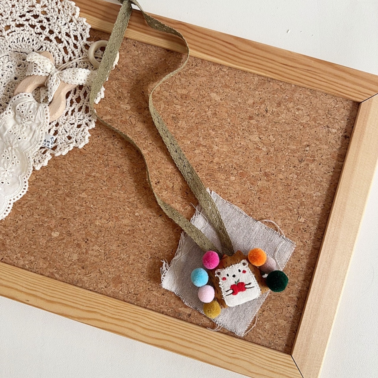 GOODSレトロ森風刺繍アニマルネックレス