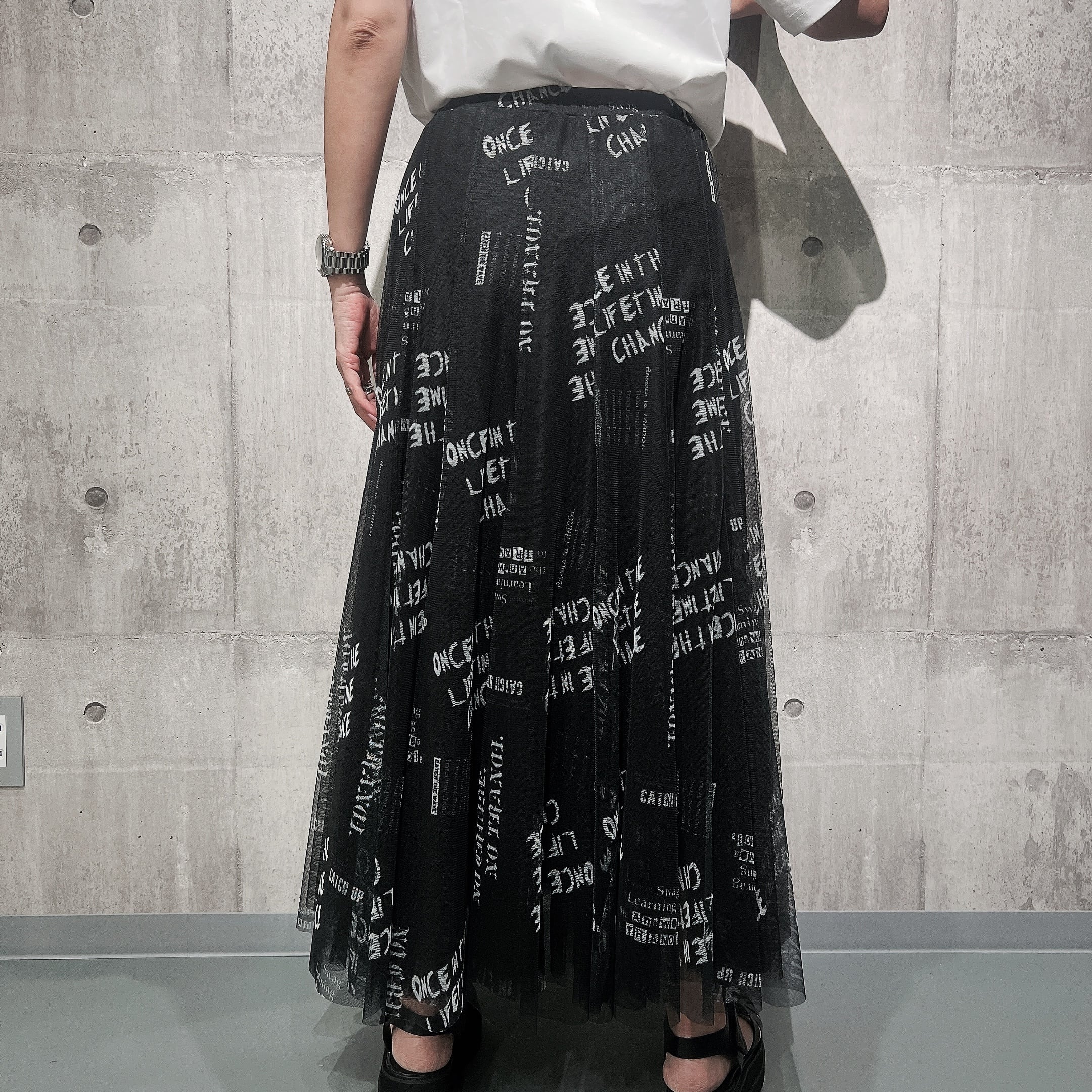 オブリ　メッセージチュールスカート　サイズ0 メッセージロゴチュールスカート | SLOVNENYA スロヴネンヤ