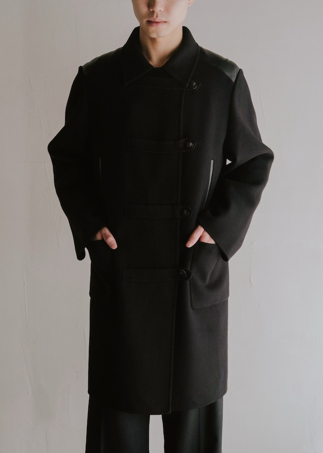 90's Salvatore Ferragamo kid skin leather yoke toggleless coat