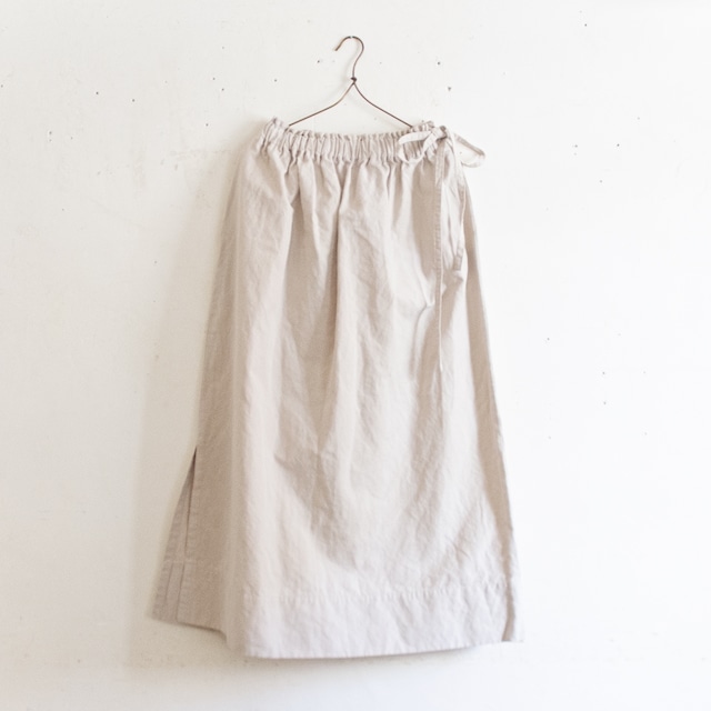 one side slit long skirt／cotton linen〈ivory〉