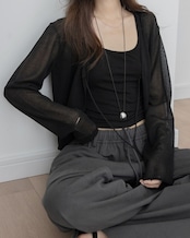 See-through long sleeve knit Cardigan T20065