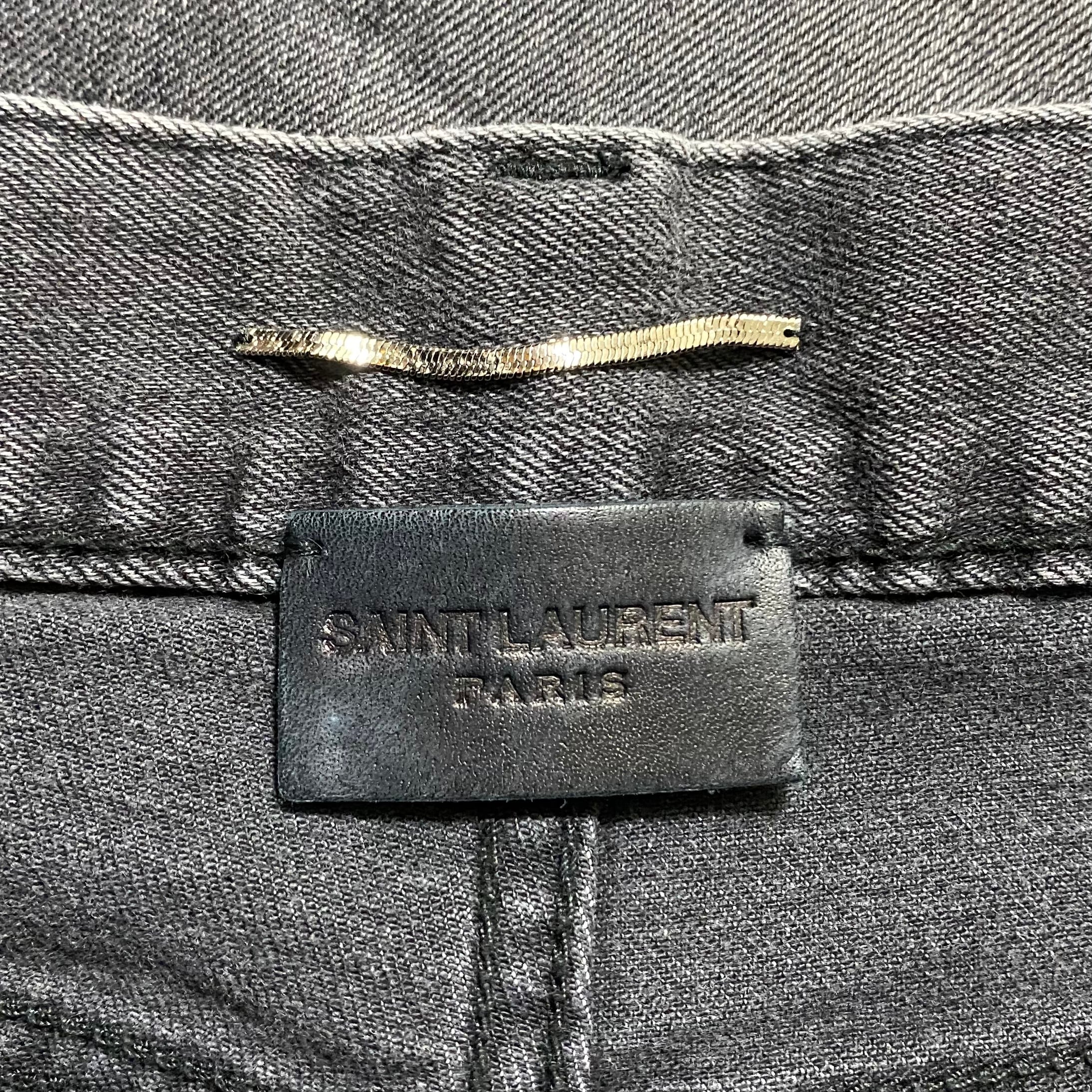 SAINT LAURENT PARIS fade black denim skinny pants | NOIR ONLINE