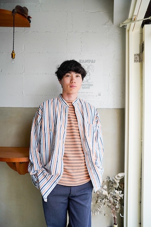 【1990s】"Nice Color" Stripe Stand Collar Shirts / 6-306