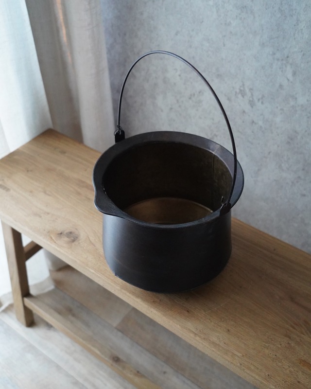 【ブリキ植木鉢】 ディープハンドルラウンド M　φ23cmxH19cm