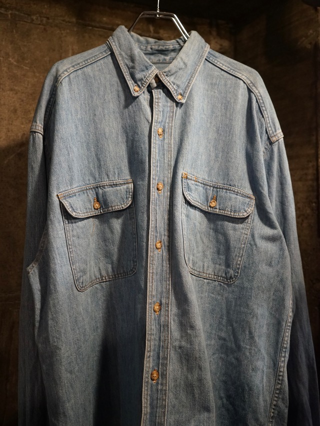 ［90s］OLD GAP 100%% Cotton Light Wash Button Down Dual Pocket Denim Shirt