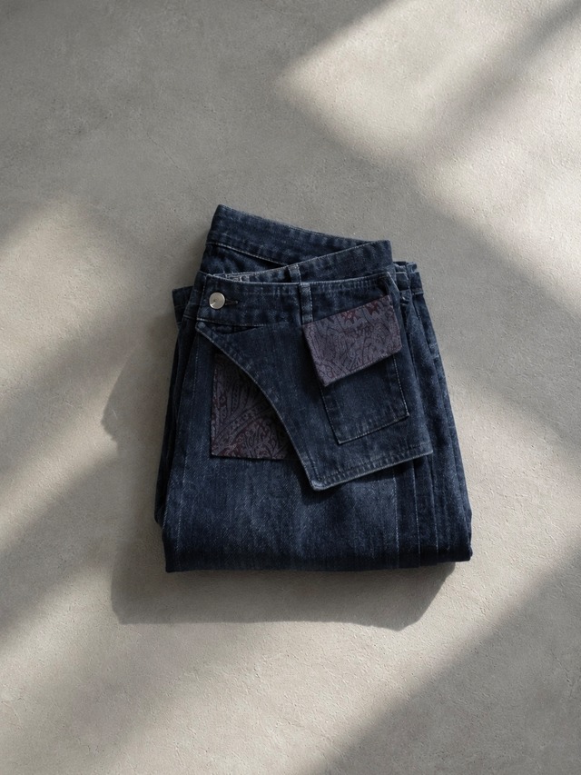 Layered Denim Pants 01  / BLACK