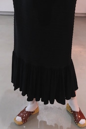 Vuokko ribbed jersey frilled hem dress