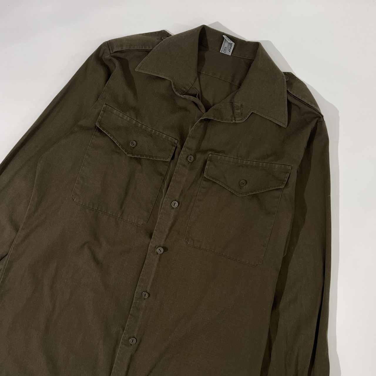 80s SCHARRER HBA オーストラリア軍 ミリタリー ワーク 長袖シャツ 39/カーキ メンズ ビンテージ