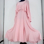 【日本製社交ダンス衣装】ワンピース ドレス ツーピース ピンク 無地 シンプル かわいい 可愛い 上品 気品 清楚 Lサイズ