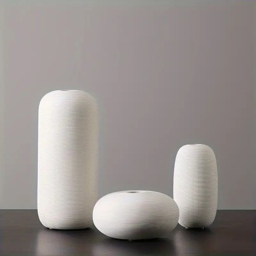 花瓶 3 個セット セラミック 一輪挿し 横縞模様 和モダン シンプル