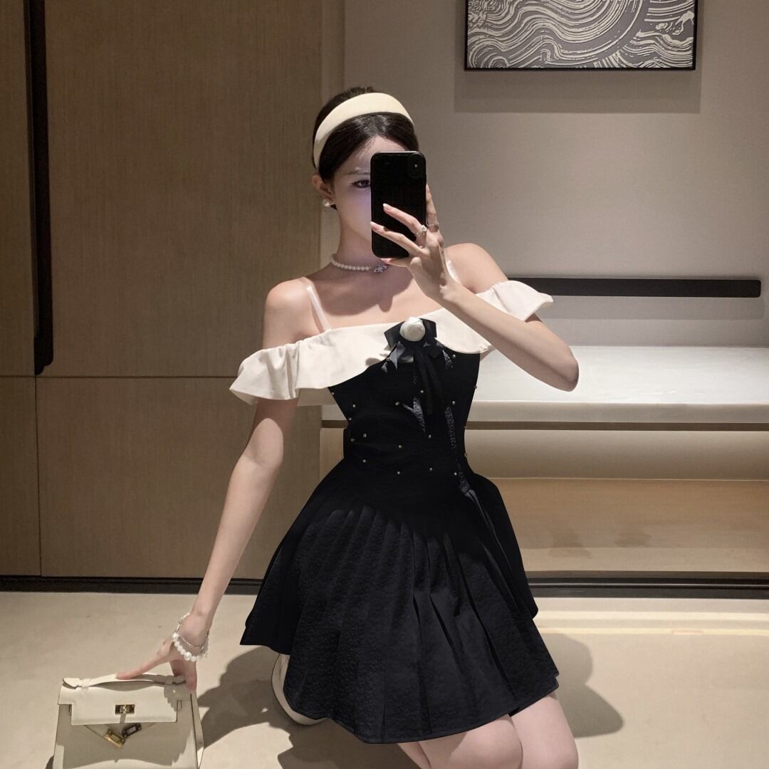 2色♡S~L♡フリルビジュー付きチューブトップミニワンピース  