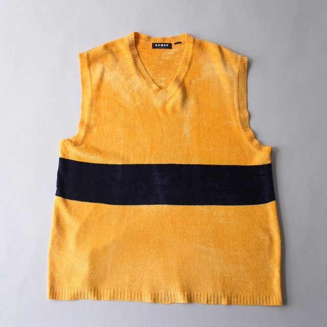 line design super big v-neck pile knit vest