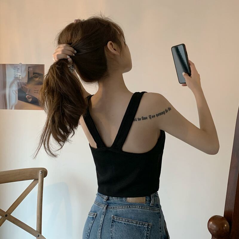 ブラックサマーバックトップス ショートスタイルシャツ 夏物 試着室49237320286