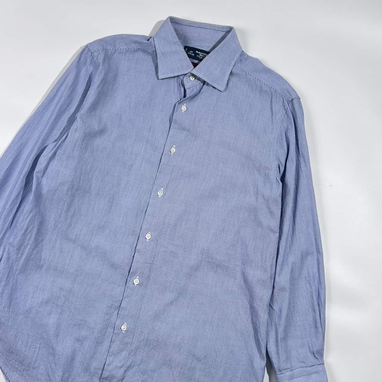 カシミヤ混 Maker's Shirt 鎌倉 メーカーズシャツ 225 Liberty SLIM FIT ストライプ 長袖 ワイシャツ ドレスシャツ 15 3/4-32/ブルー系 メンズ