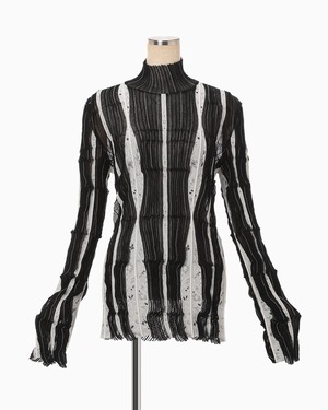 【Mame Kurogouchi】Fluid Jacquard Knit Top - black