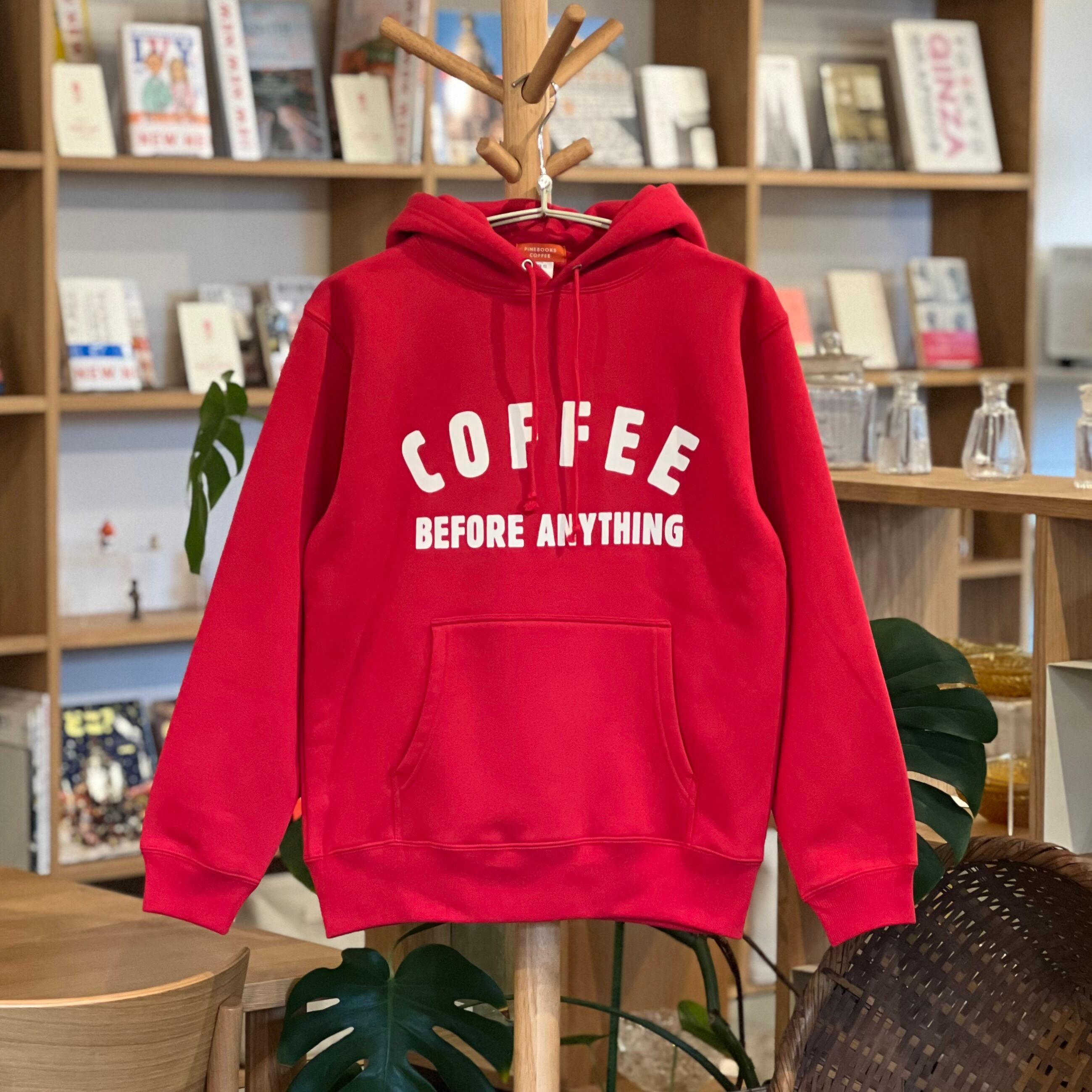 COFFEE BEFORE ANYTHING プルオーバーパーカー Red | PINEBOOKS COFFEE