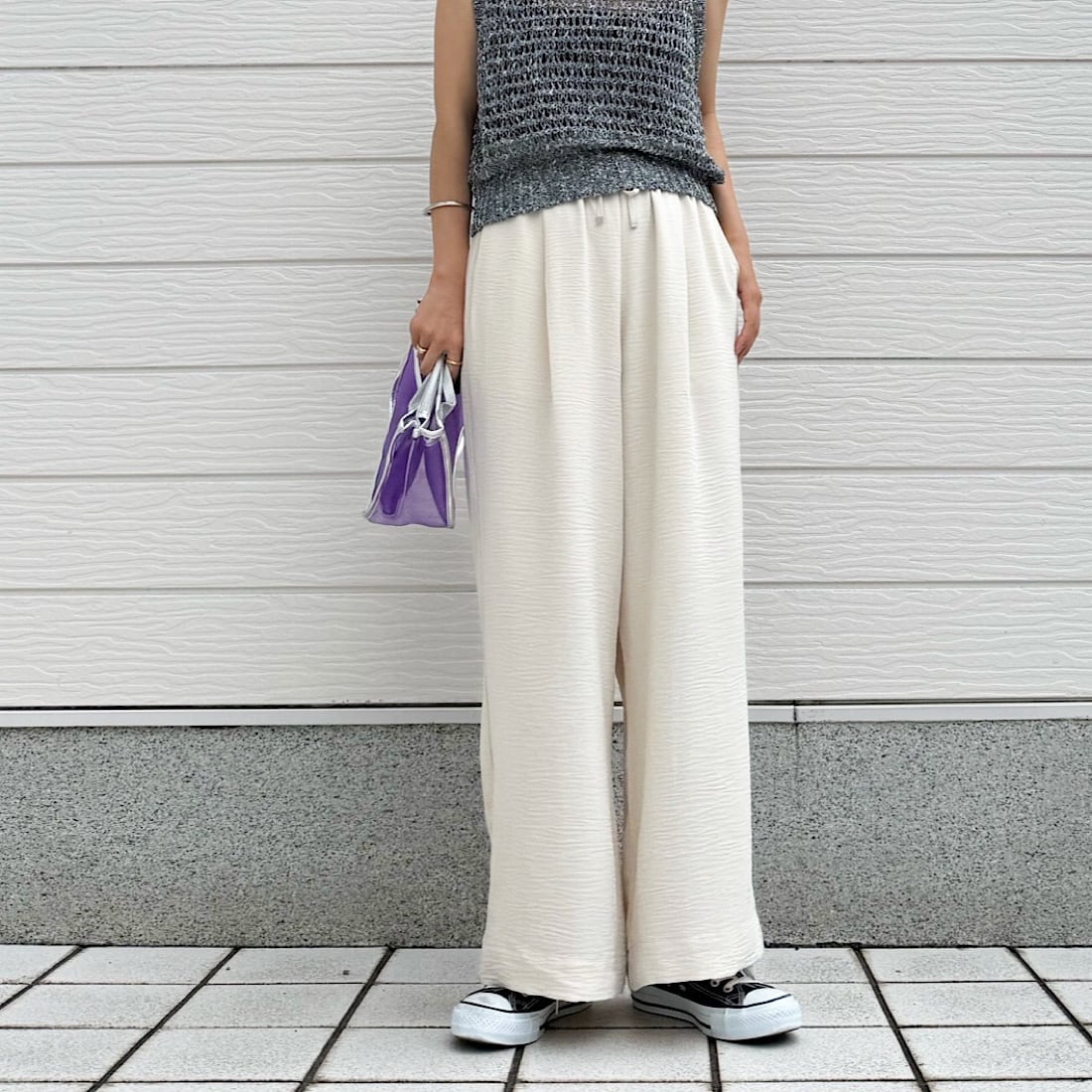 リラックス麻ライクワイドパンツ