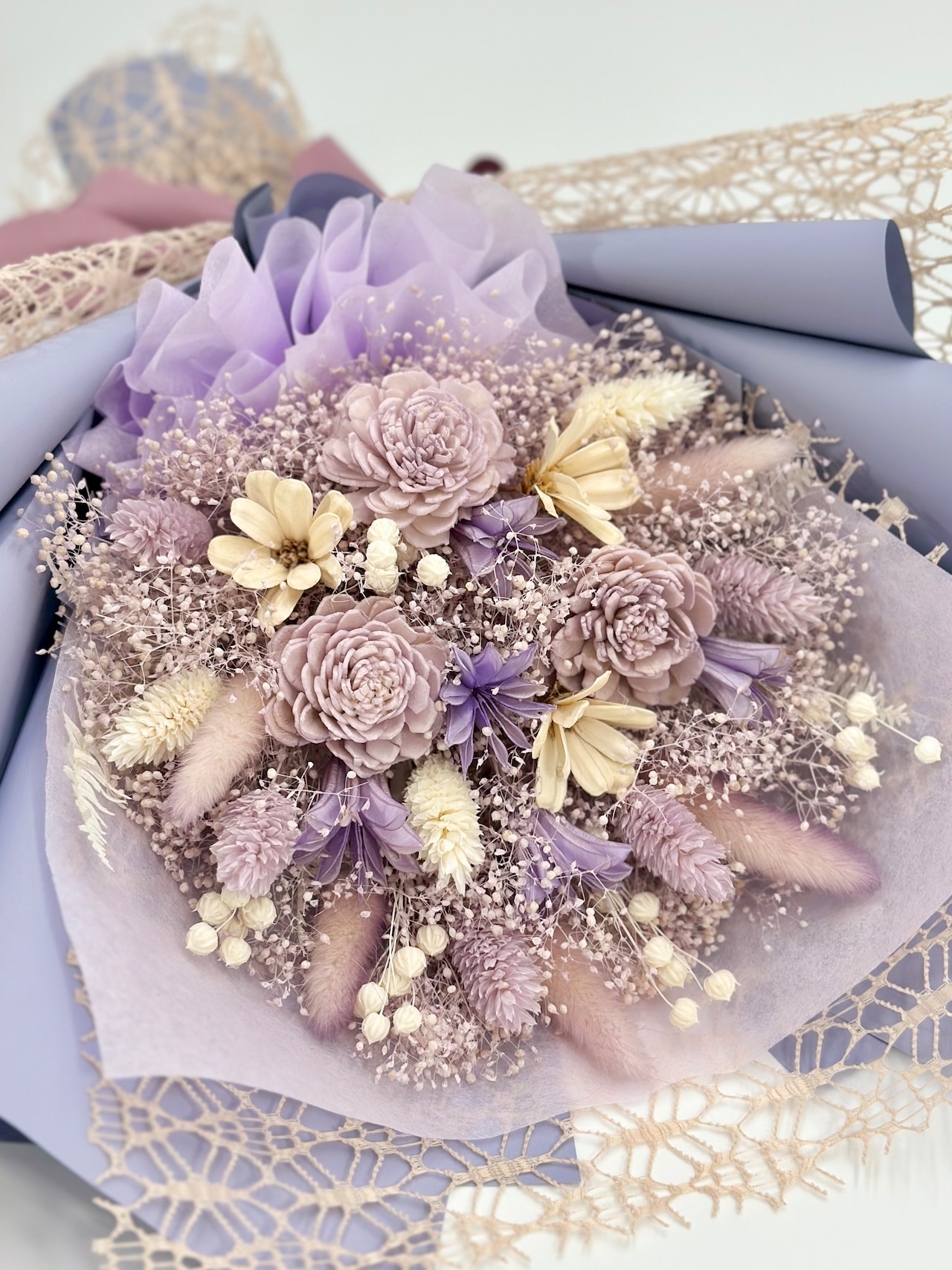 ドライフラワー花束(藤色) □Мサイズ 【定番商品】 画像2