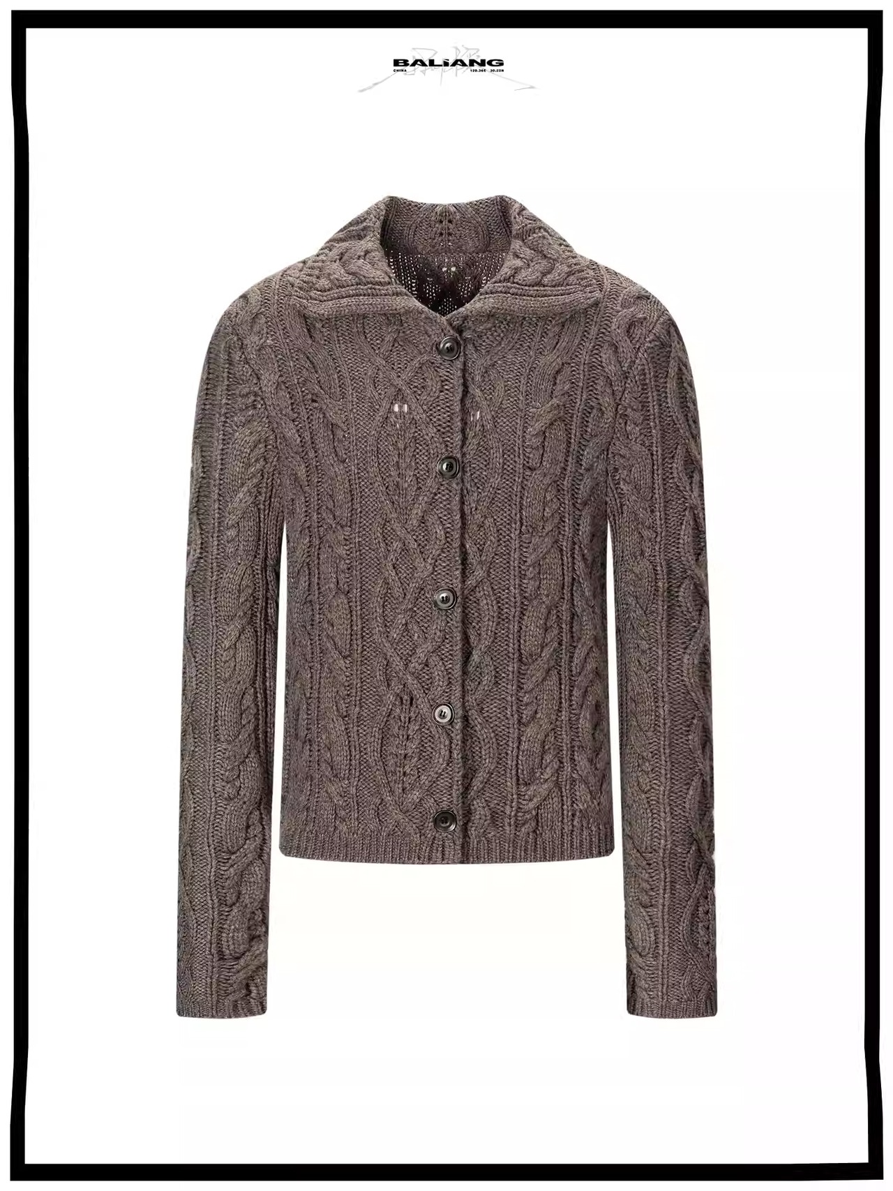 BALIANG Cable Knit Polo Cardigan