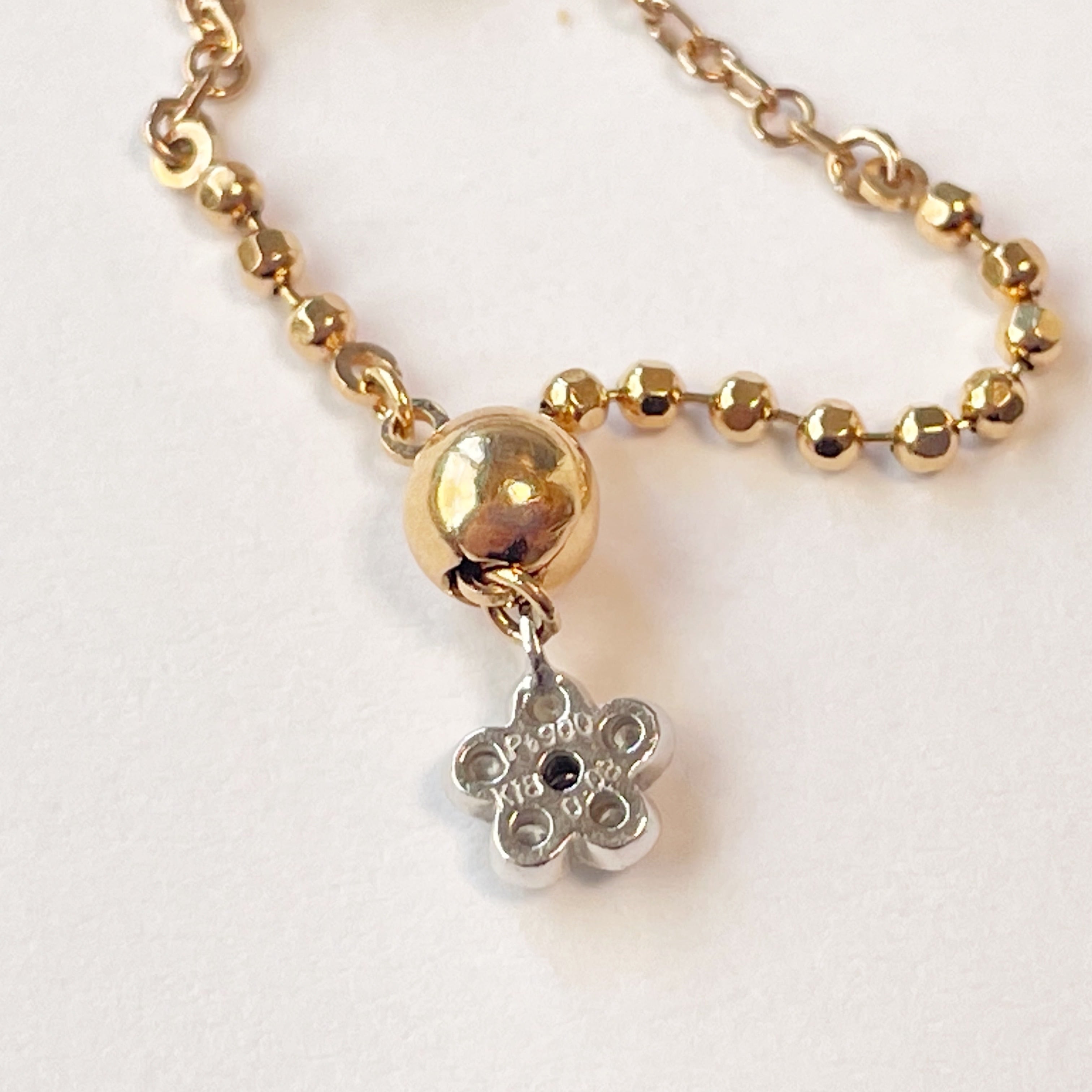 AbHeri アベリ K18 PT900 ダイヤモンド0.08CT チェーンリング