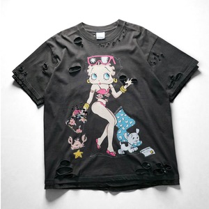 "Sexy Betty Boop" Early 2000's double side printed broken T-shirt