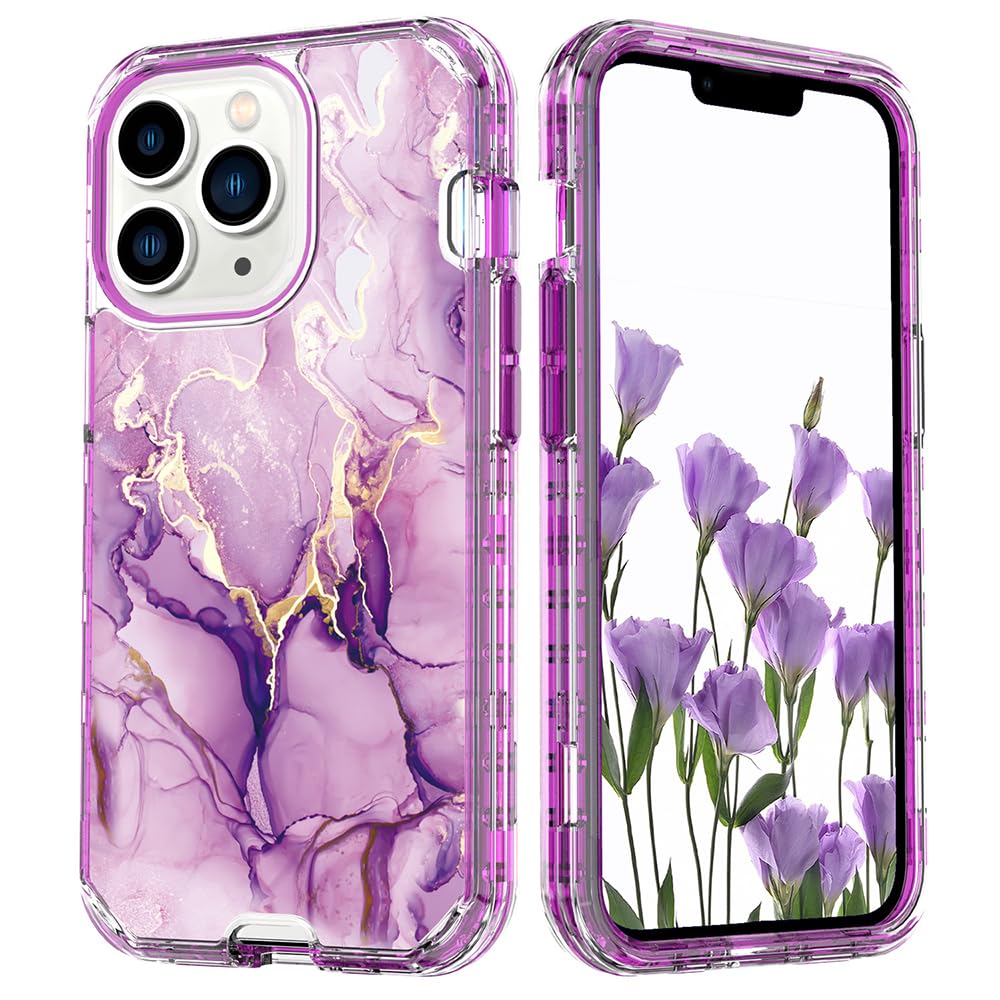 MuZiF iPhone SE3 用 ケース iPhone SE2 用 スマホケース iPhone 8/7 用 カバー 米軍規格の保護 硬い大理風背面 耐衝撃構造 全面保護 黄変防止 擦り傷防止 (パープル)