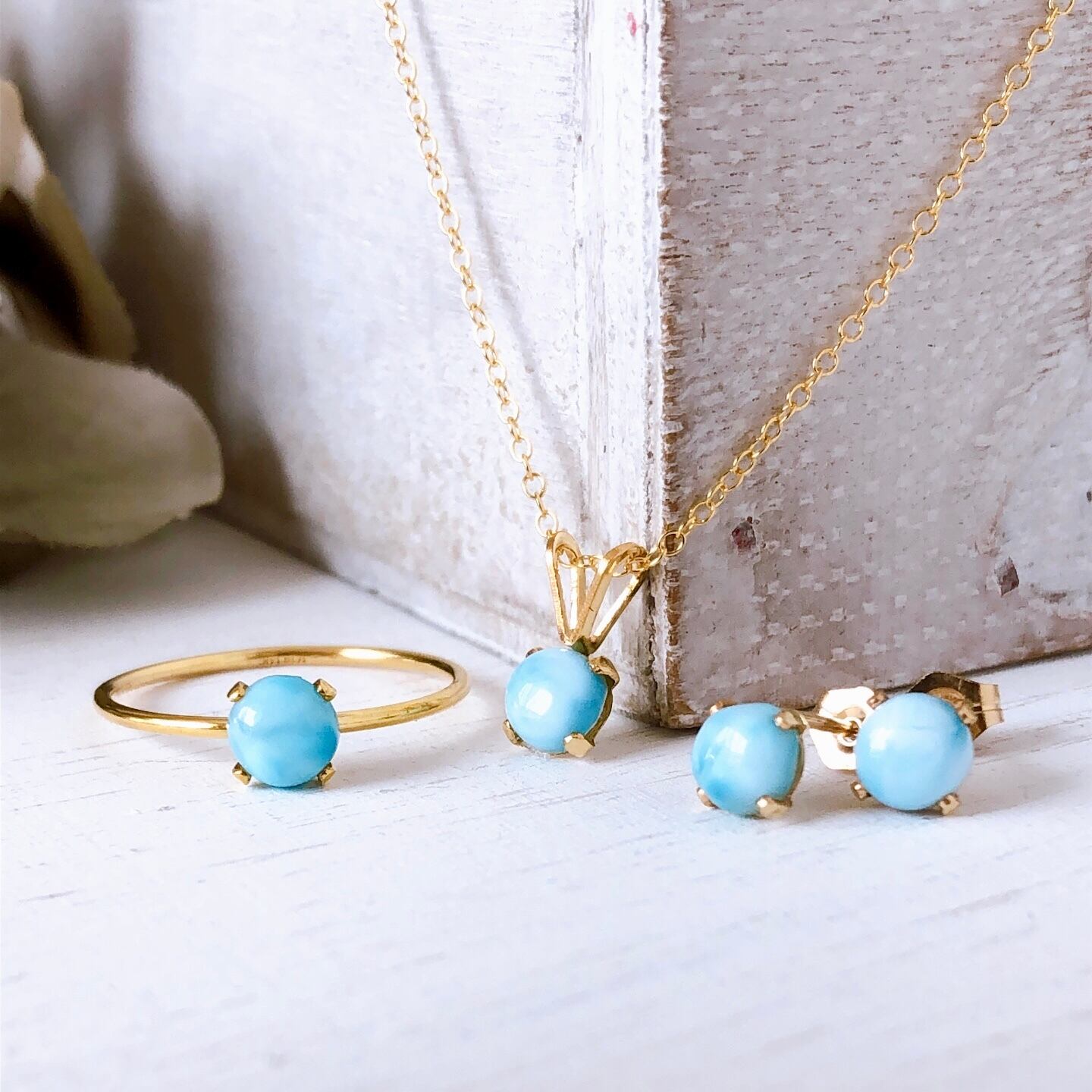 14kgf天然石ラリマーピアス】 | Anemoon handmade jewelry