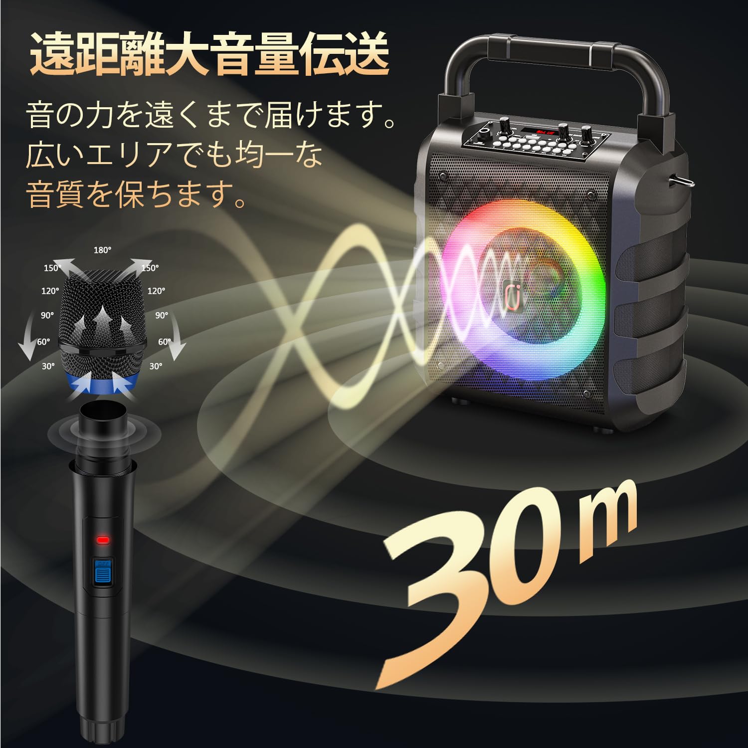 スピーカーセット JYX カラオケセット 家庭用 拡声器 ワイヤレスマイク
