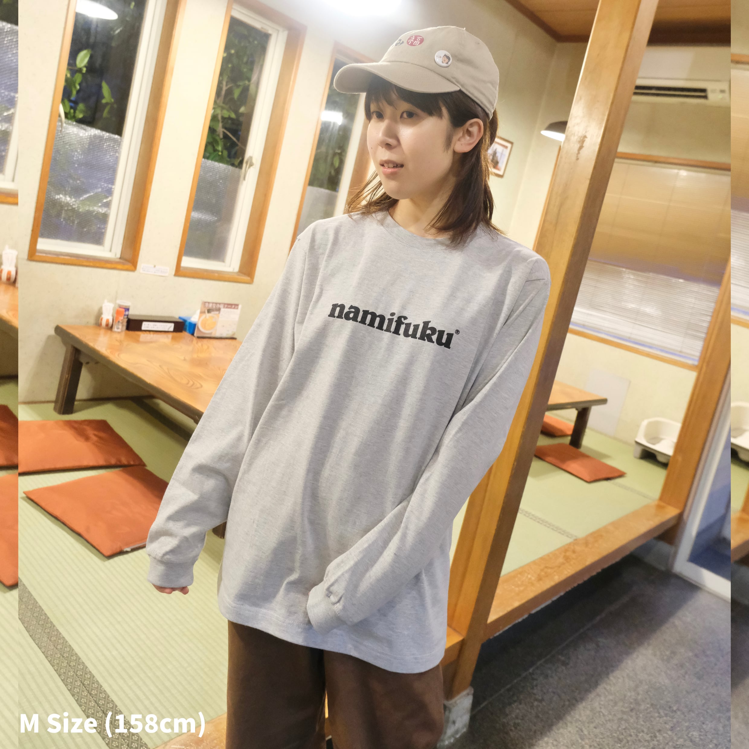 NAMIFUKU FLAG L/S Tシャツ(ASH GRAY)【通常便】 | 新潟ラーメン なみ福