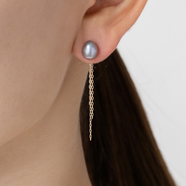 Natural color pearl 2way pierce 〈gray〉