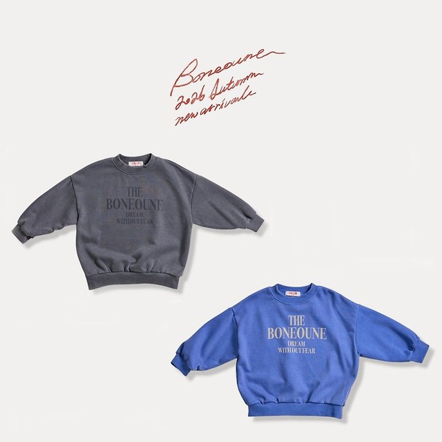 【取寄】boneoune｜dream pigment mtm｜ドリームピグメントスウェット｜XS-JL｜kids&jr｜26 autumn