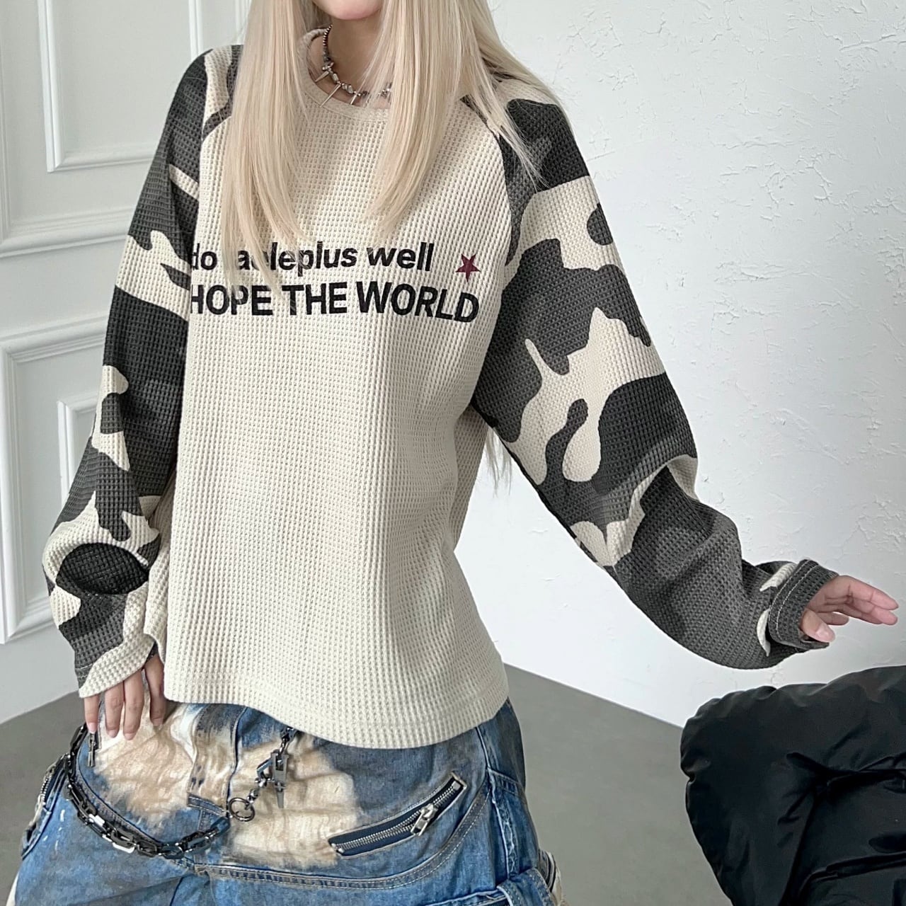 カモフララグランサーマルロングスリーブTシャツ 1col R02542