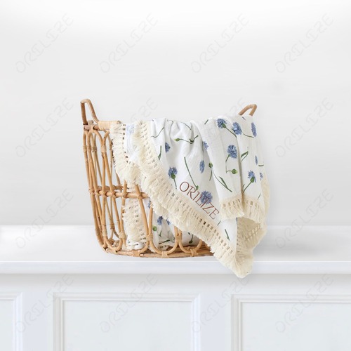 ブランケット おくるみ ブルーフラワー