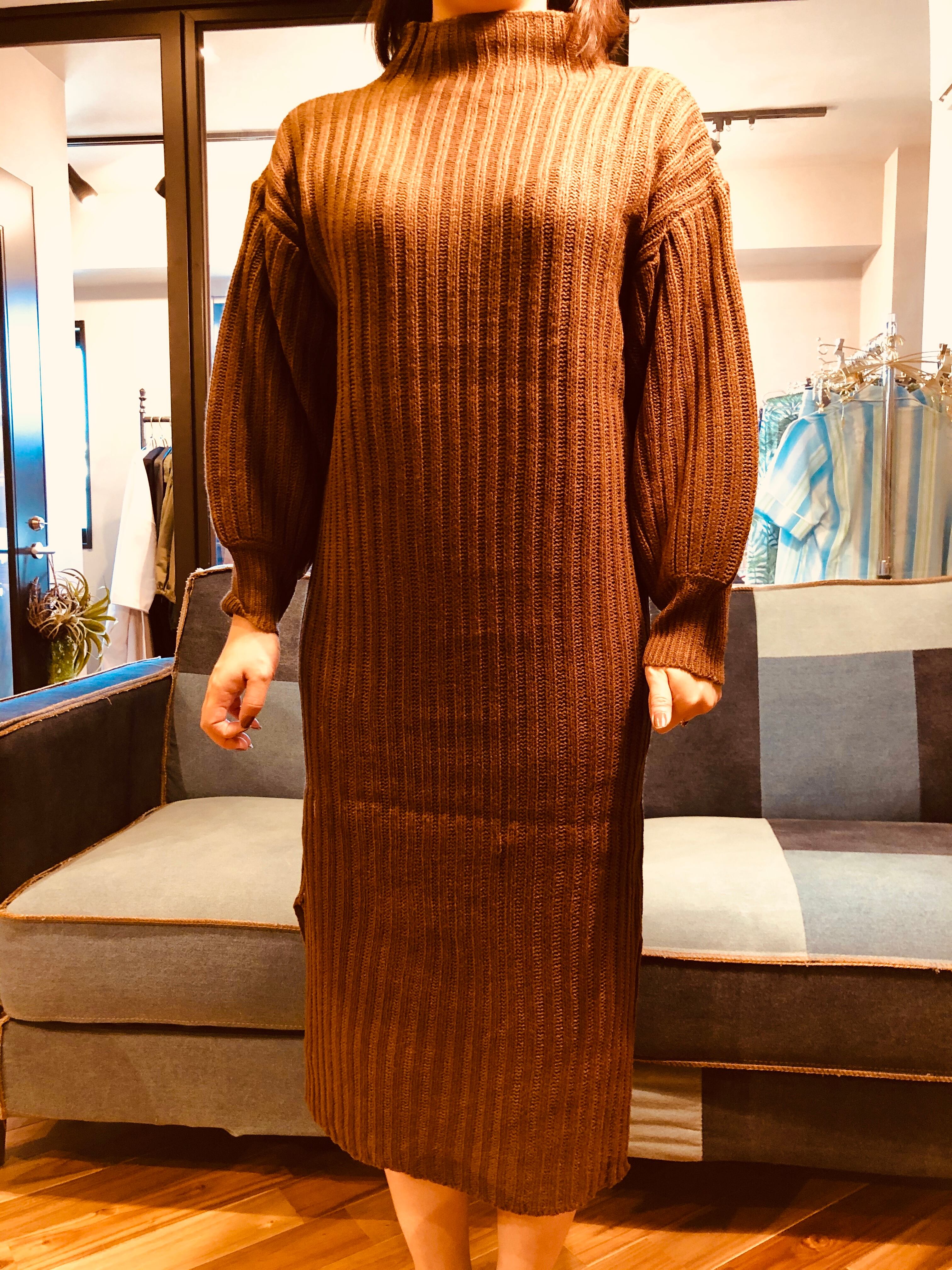 バルーンスリーブゆるニットワンピース ブラウン Passage パサージュ フランス直輸入ランジェリー Aubade Fillandises