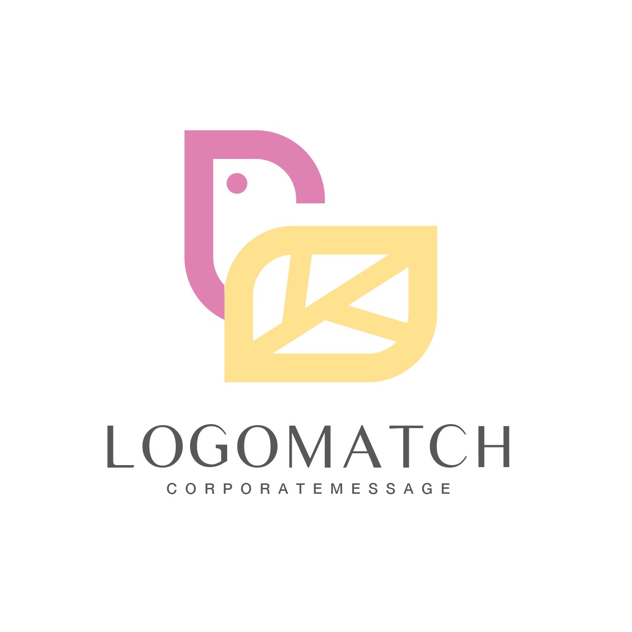 穏やかな小鳥と葉のロゴ