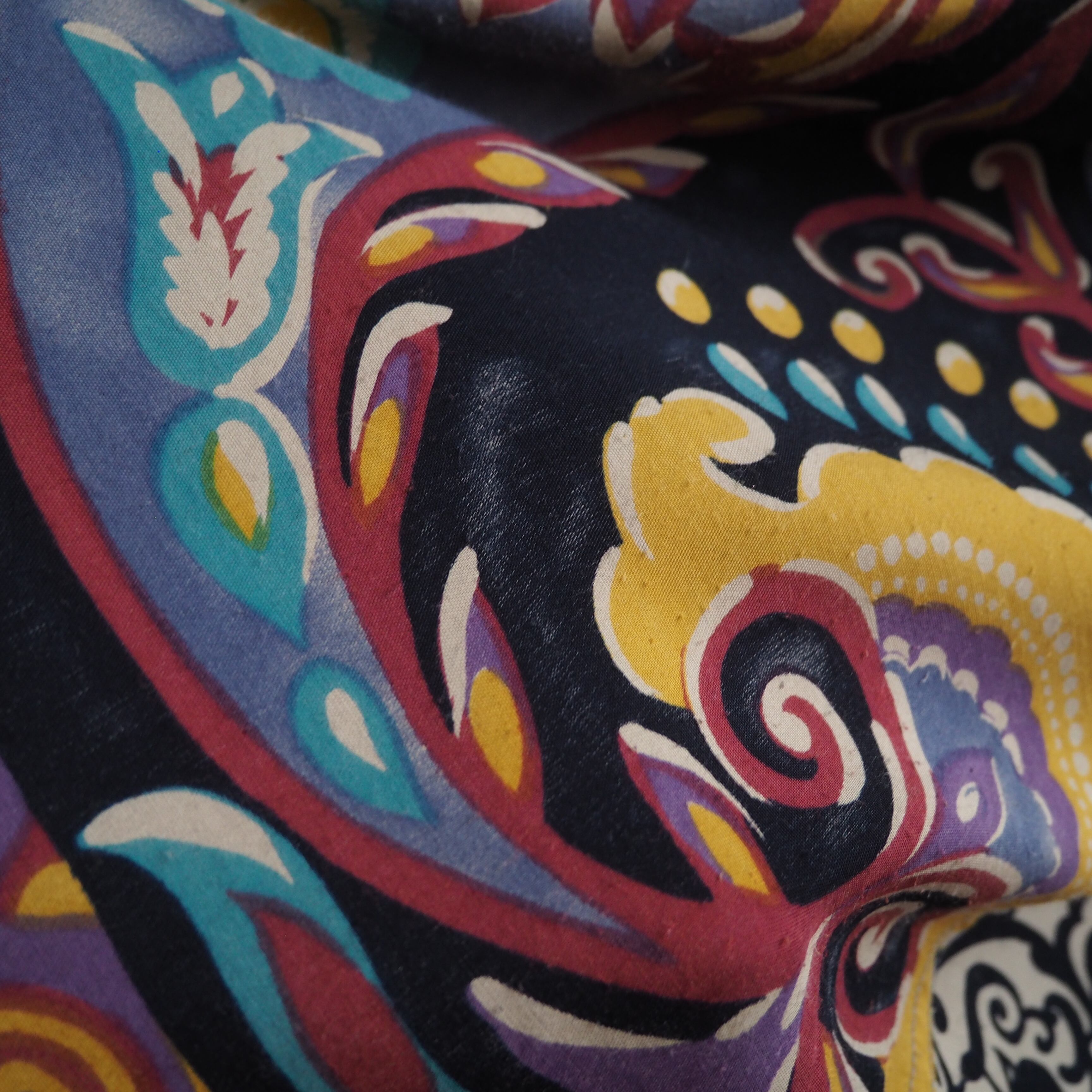 1990s Bewitching Abstract art painting vintage loose Drape rayon shirt