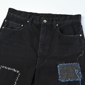 KUON / Sashiko Mended Black Denim Trousers