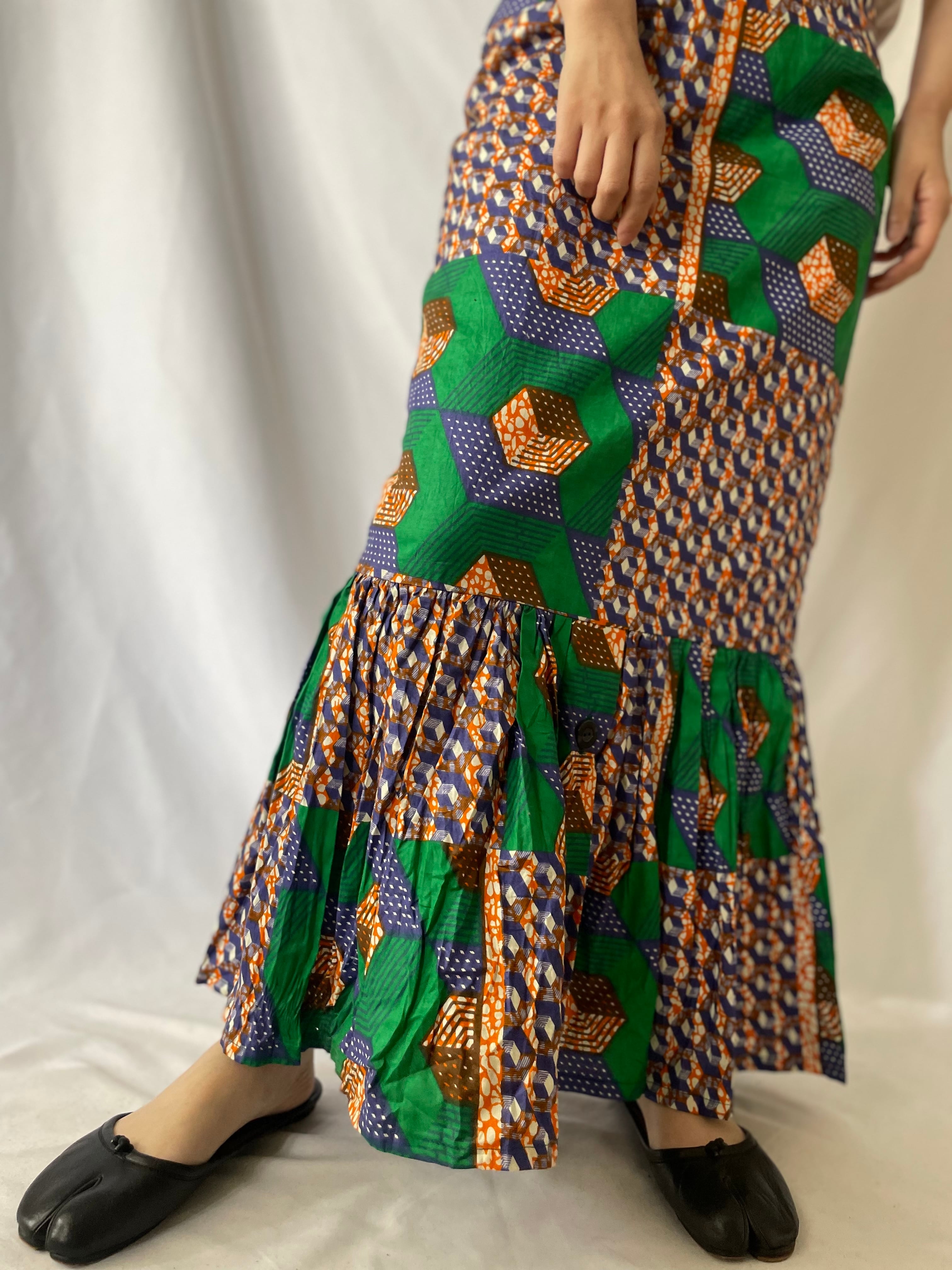 Old African batik skirt アフリカンバティックスカート | vitamin