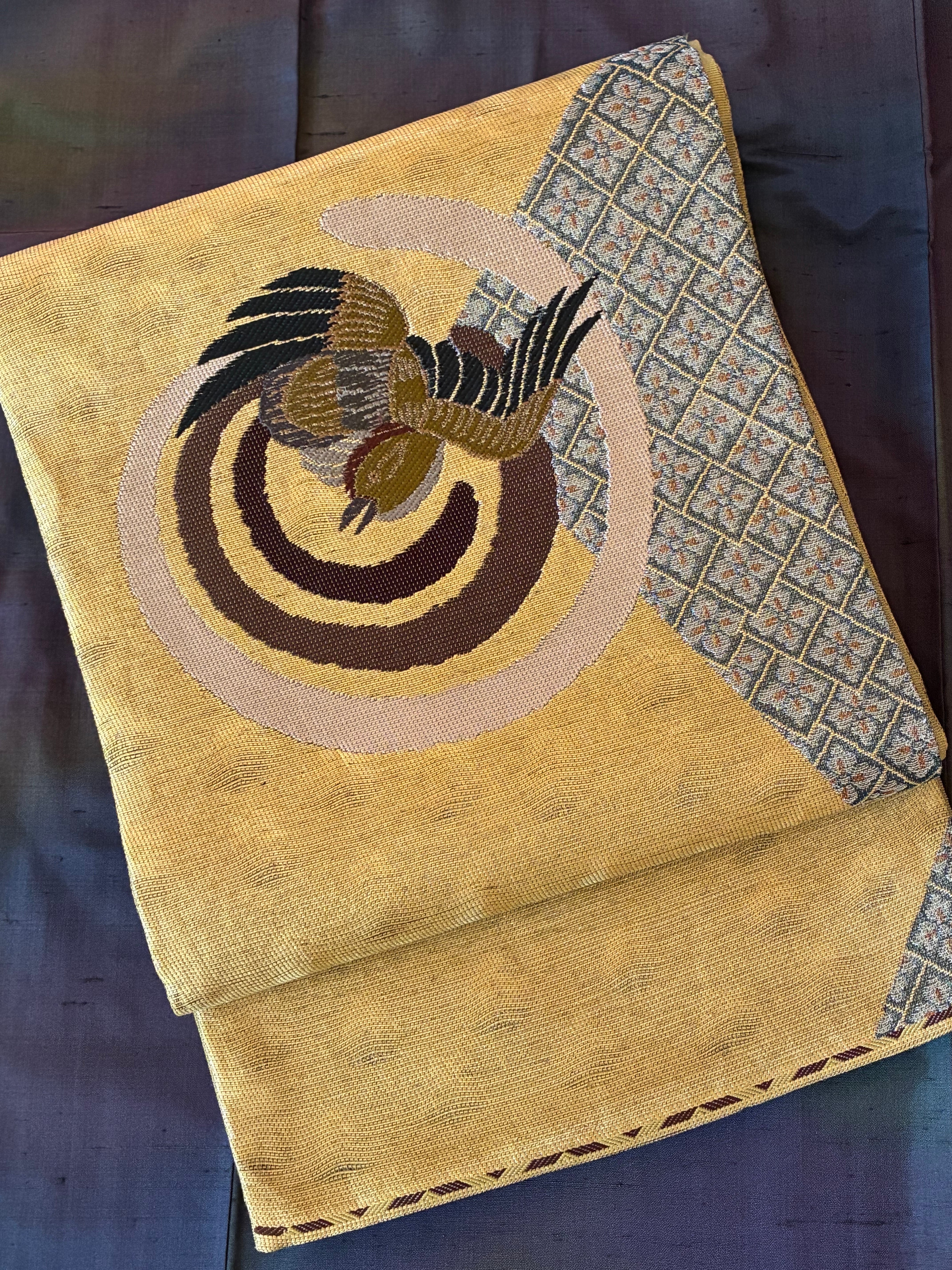 平和屋着物▽つけ帯　スリーシーズン　兎　金銀糸　春夏秋　正絹　逸品　CABB9599hy 平和屋着物▽つけ帯 スリーシーズン 春夏秋 作家物 兎草葉文 銀糸 正絹