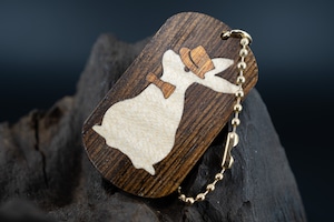 【黄王檀】リオグランデパリサンダー ドッグタグ 象嵌 三月ウサギ