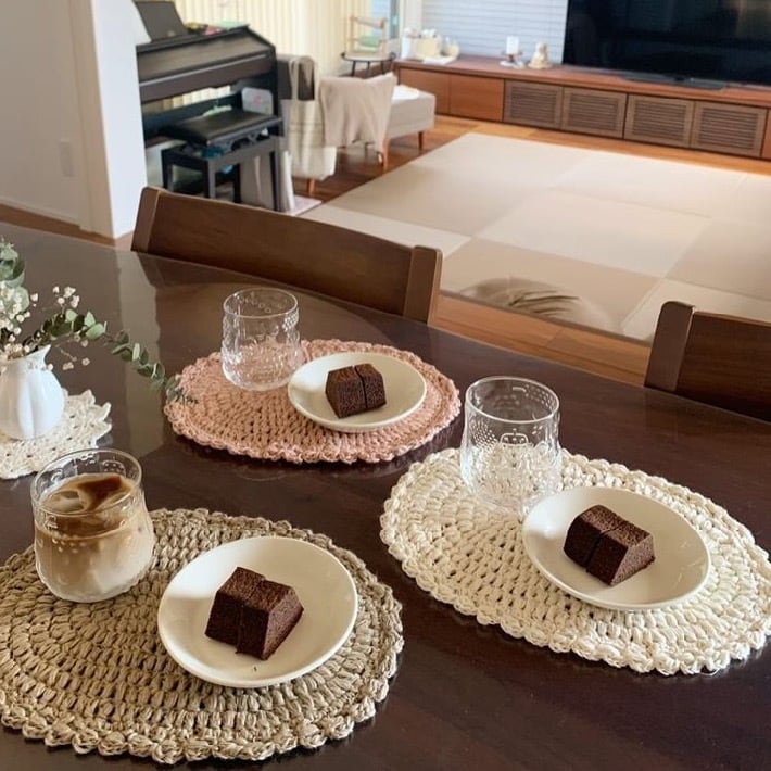 玉編みのオーバルインテリアマット｜uzu.さんコラボキット | ［hus