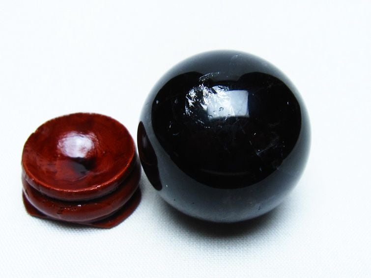 黒水晶 丸玉 34mm モリオン スフィア 置物 一点物 141-8148 | 天然石