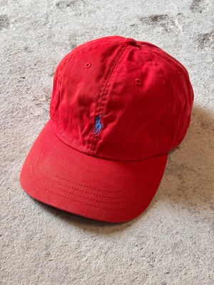 90～00s POLO RALPH LAUREN/Logo embroidery Cap/台湾製/Free/刺繍ロゴキャップ/ポニー刺繡/レッド/ポロラルフローレン